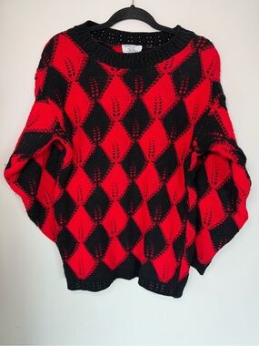 Vintage College Point 80’s Argyle Checker Print Sweater Retro Grandpa